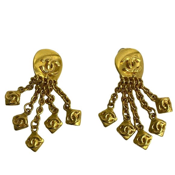 CHANEL Gold Logo Earrings - Picture 1 of 5